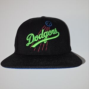 MLB Dodgers Snapback Black and Green Pink Blue Neon Colors Baseball Adjustable